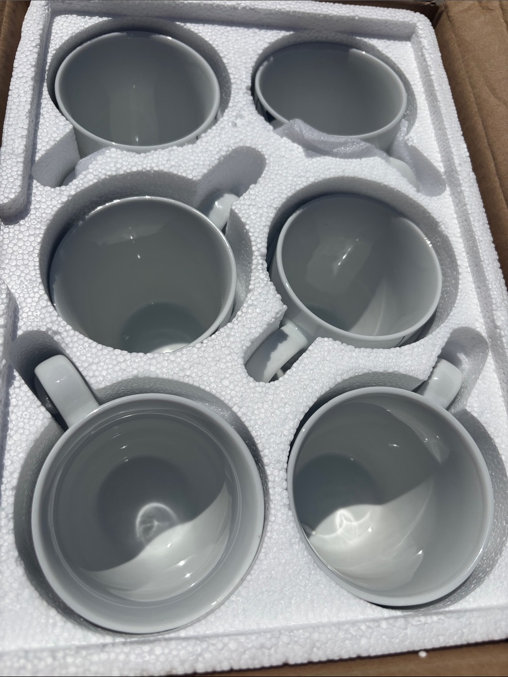 Set of 6 Light Gray Ceramic Mugs